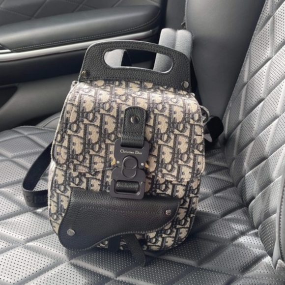 SOLD!!!Christian Dior Jacquard HOMME Oblique Calfskin Mini Saddle Backpack - Picture 2 of 15